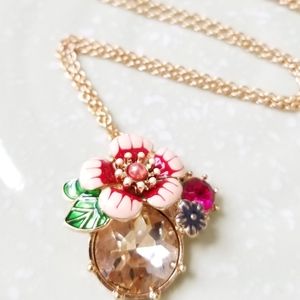 Floral Citron Hand Painted Pendant Necklace *NWT